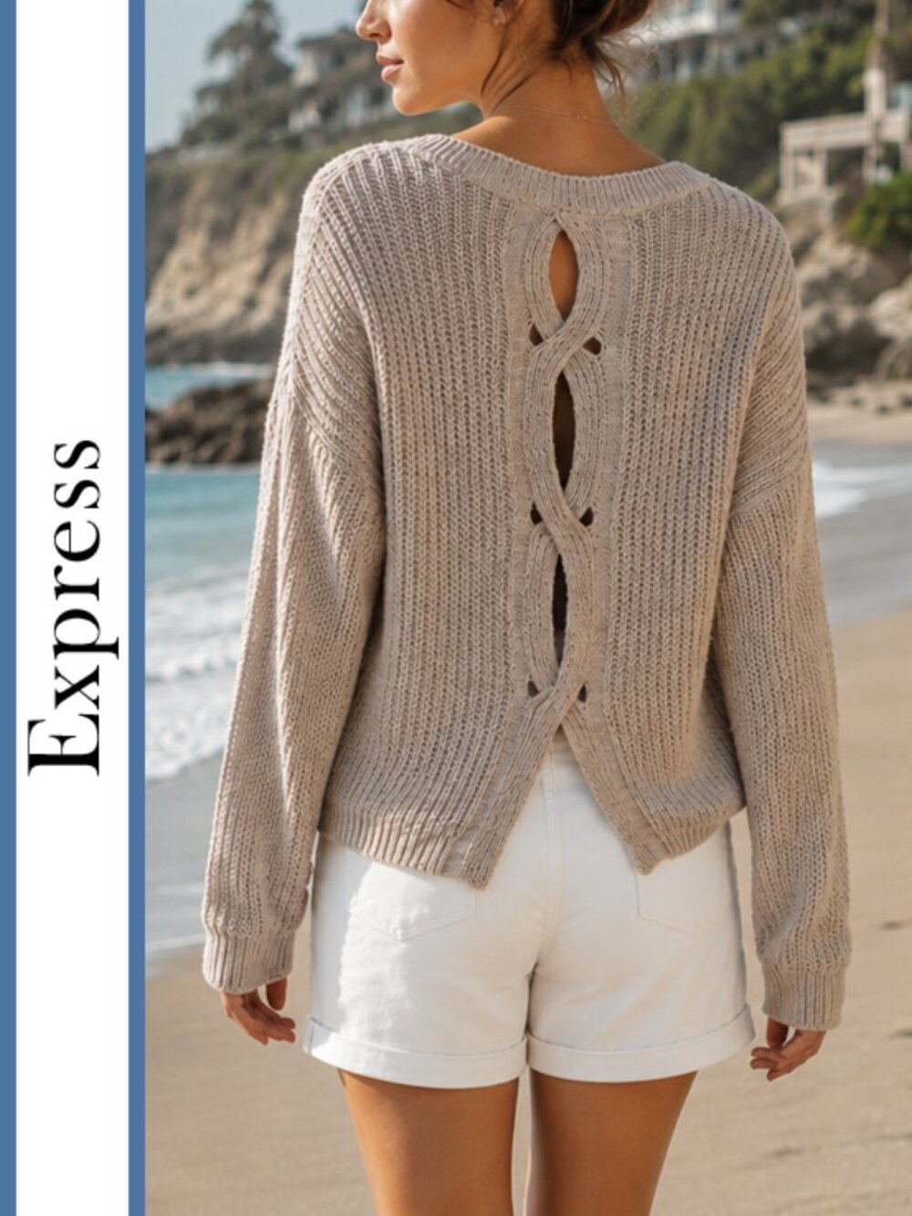 Express | Coastal Chic Keyhole Back Pullover Sweater - Picture 7 of 11
